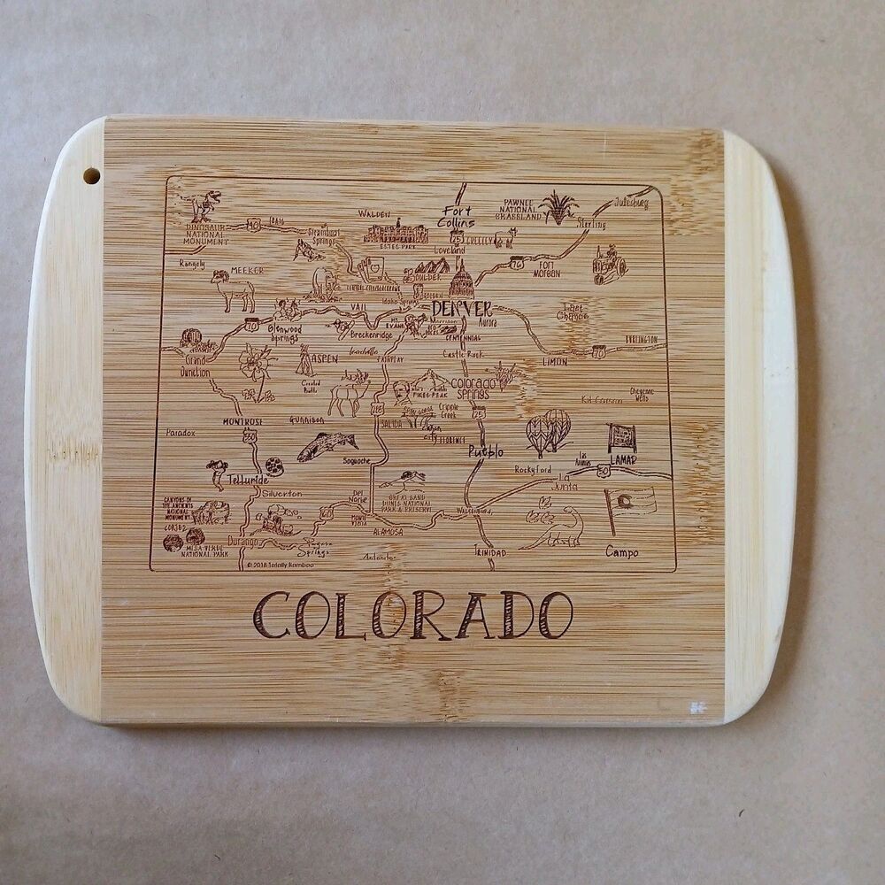 Greetings from Colorado TOTALLY BAMBOO Slice of Life Cutting Board  11" x 8.75"